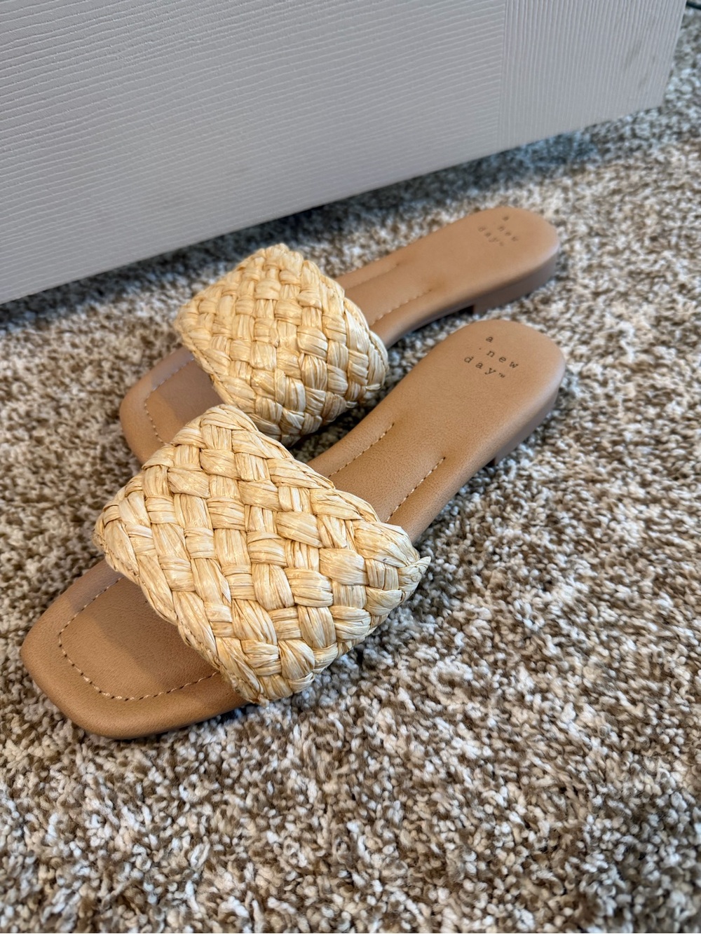 Neutral Braided Slide Sandals - Women - Size 6.5